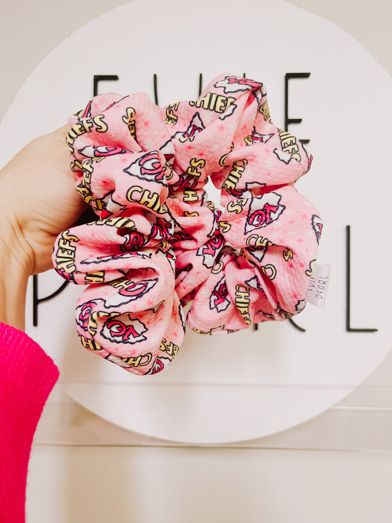 Pink Chiefs Oversized Scrunchie