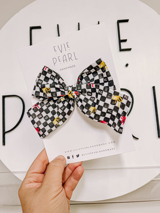 Black| KC Bows Checkered Pinwheel Bow