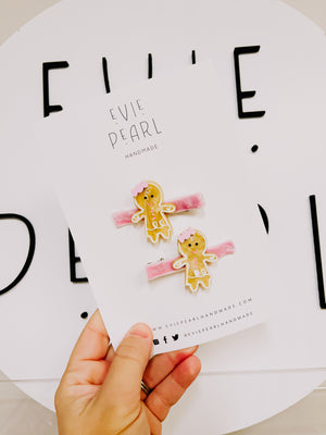 Gingerbread Girl Pigtail Clips
