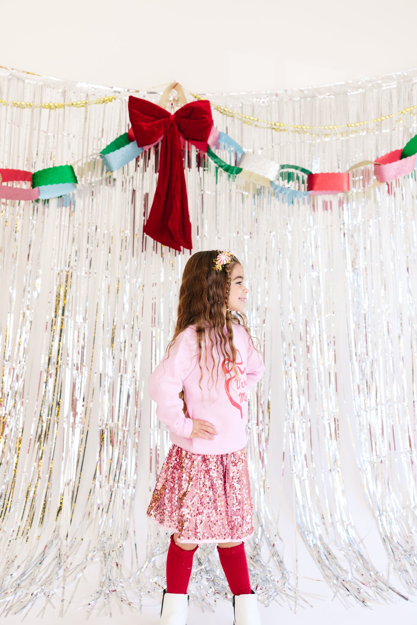 Red Peppermint, Red Bow, Red Glitter Gingerbread Man Hair Clip Set