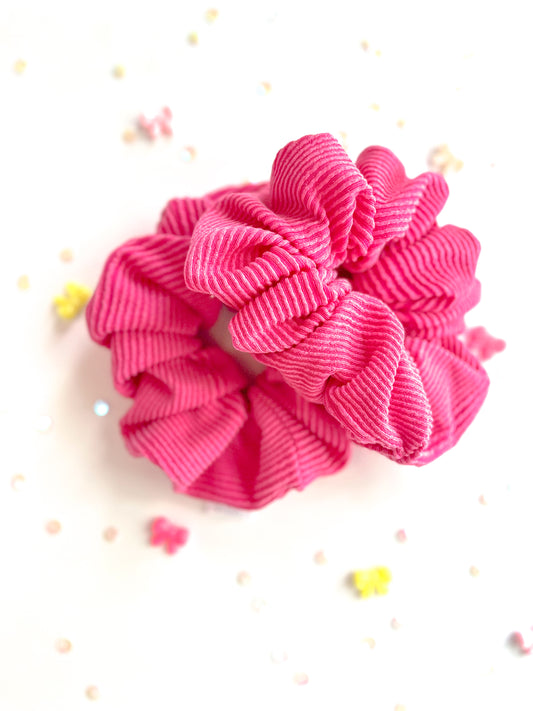 Candy Pink Ribbed Oversized Scrunchy