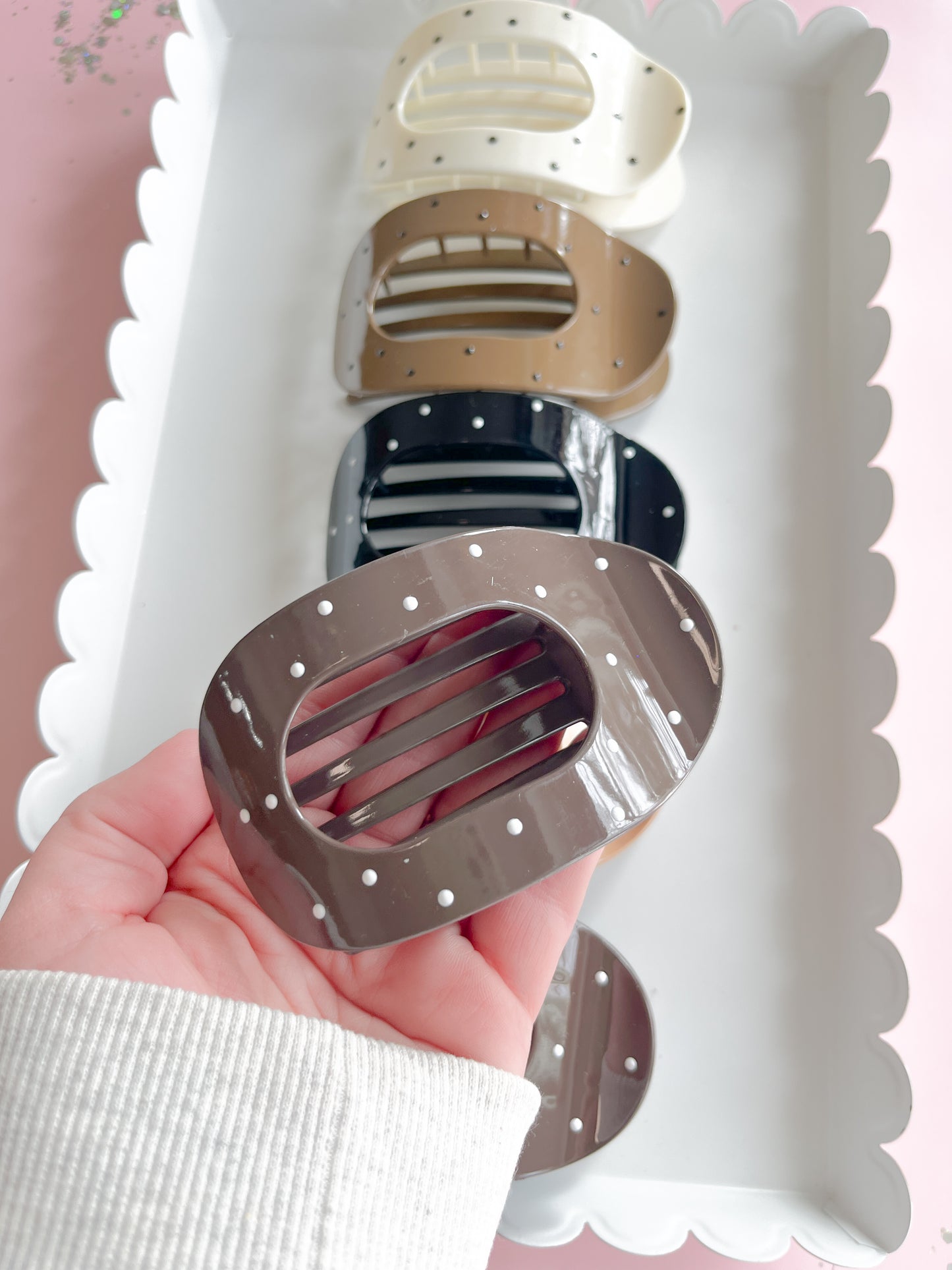 Polka Dot Flat Claw Clip