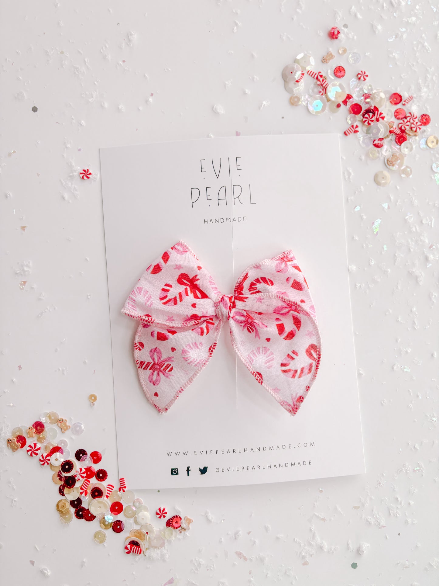 Pink Red Candy Cane Bow