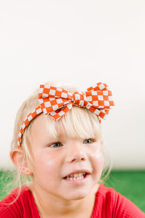 Red Checkered Bow Headband for  Girls