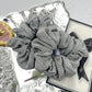 Silver Ribbed Oversized Scrunchy