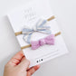 Blue Stripe & lilac knot bow nylon headband