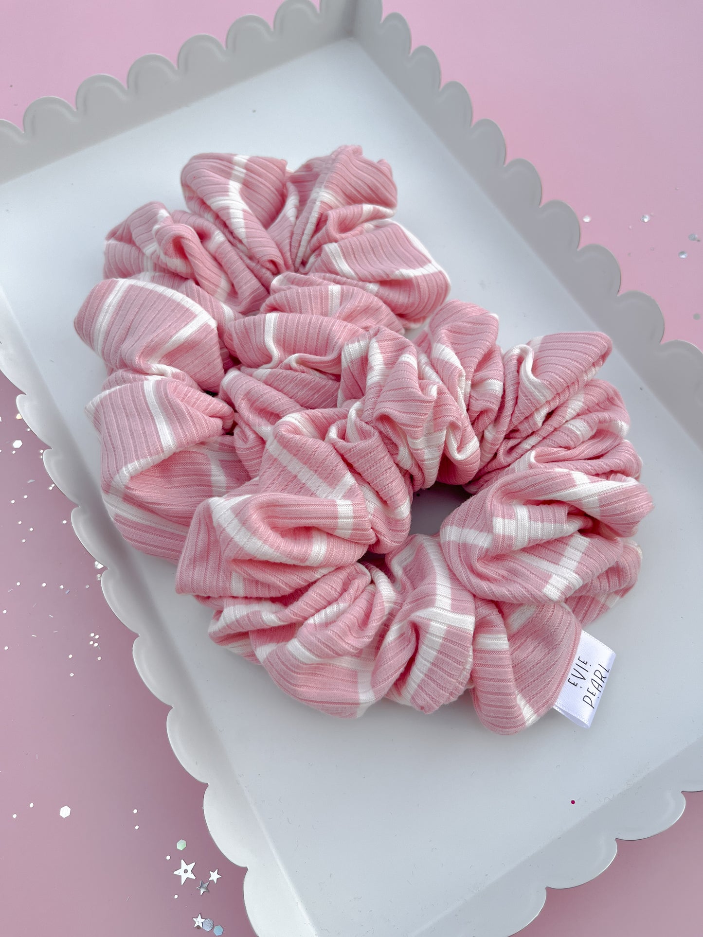 Pink Grid Ribbed Oversized Scrunchy