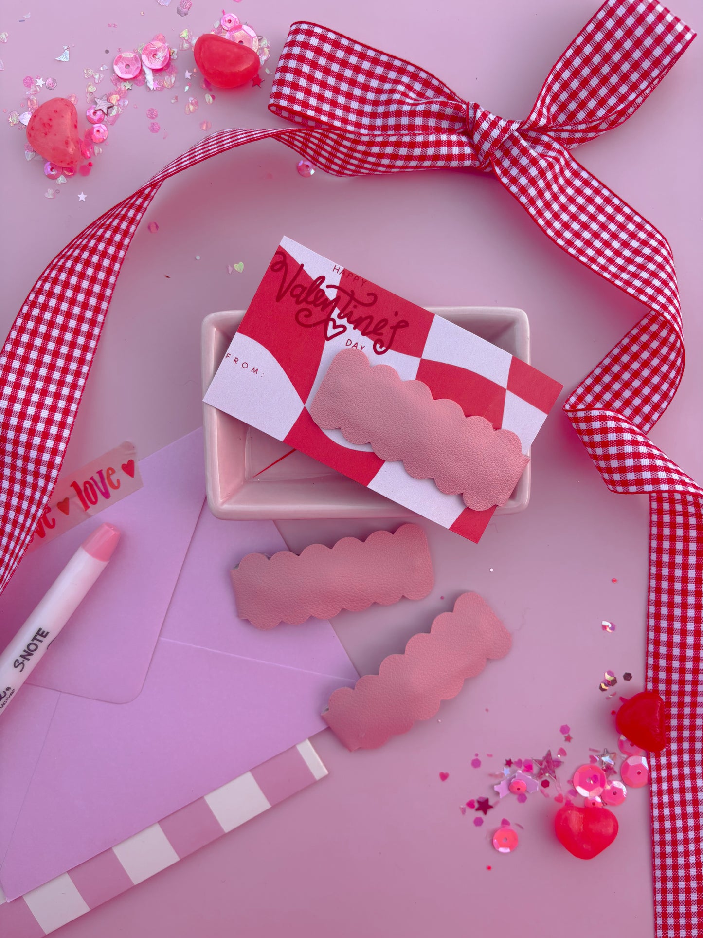 Pink Leather Snap Clip