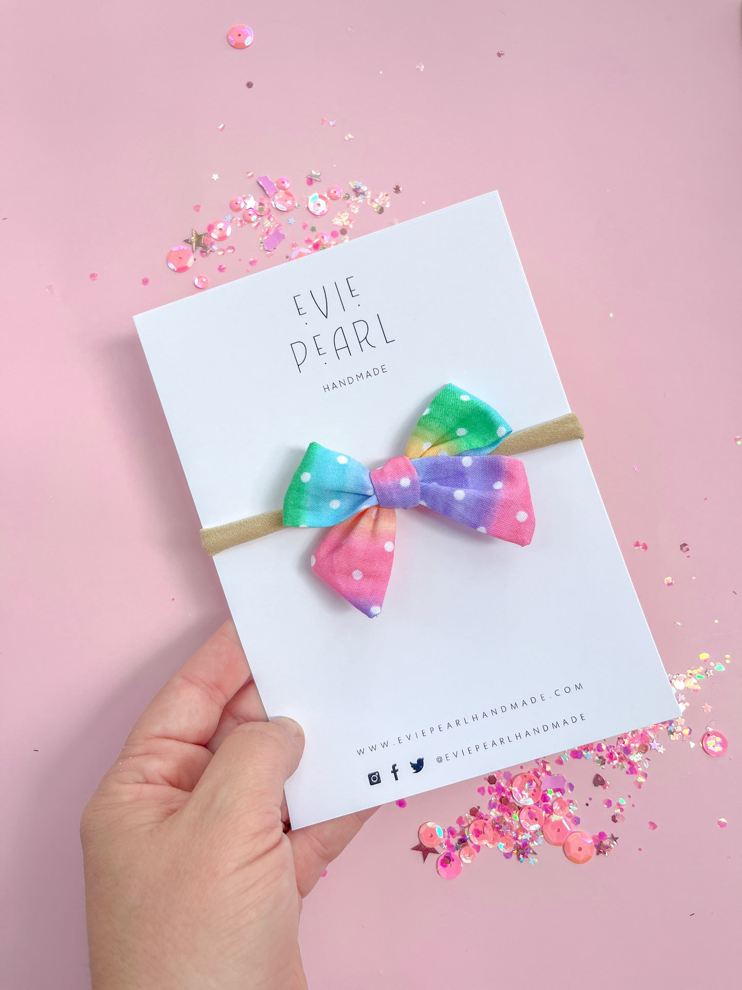 Small Rainbow Dot Pinwheel On Nylon Headband