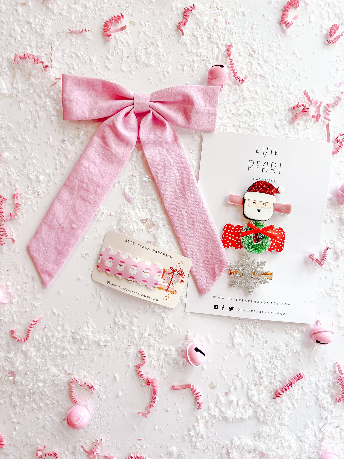 Pink Santa Single Snap Clip