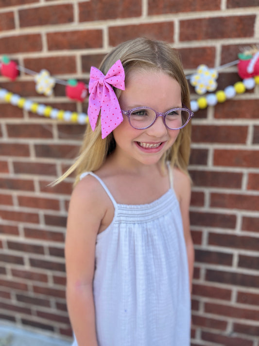 Pink Polka Dot Medium Sailor Bow