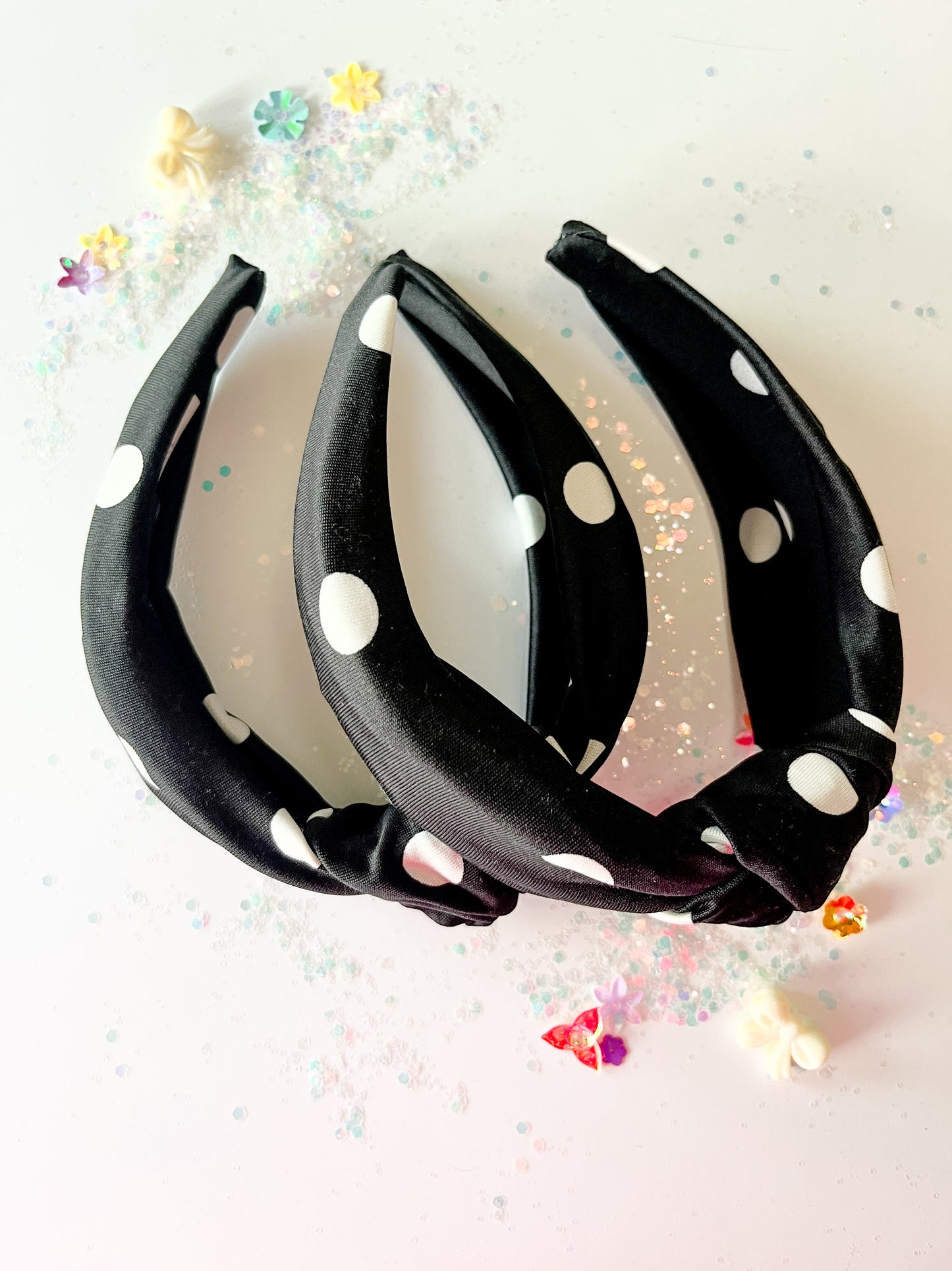 Black Dot Knotted Headband for Girls & Women