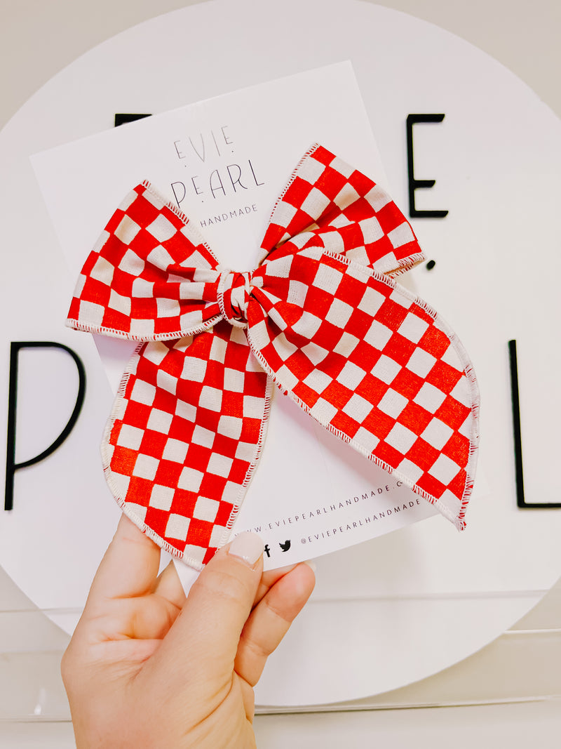 Red Checkered Bow