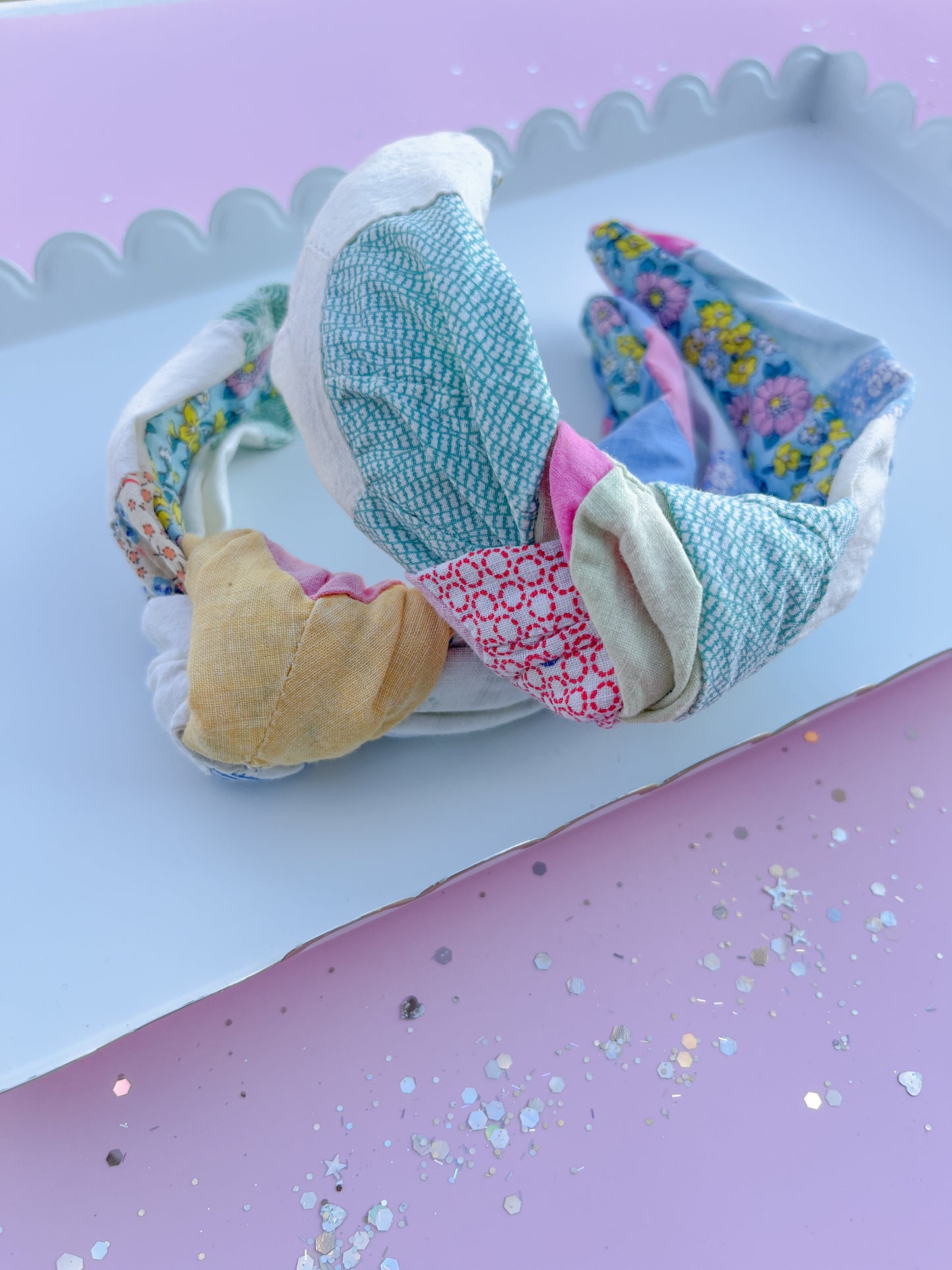 Heirloom Patchwork Quilted Knotted Headband