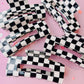 Black White Checkered Medium Rectangle Claw Clip