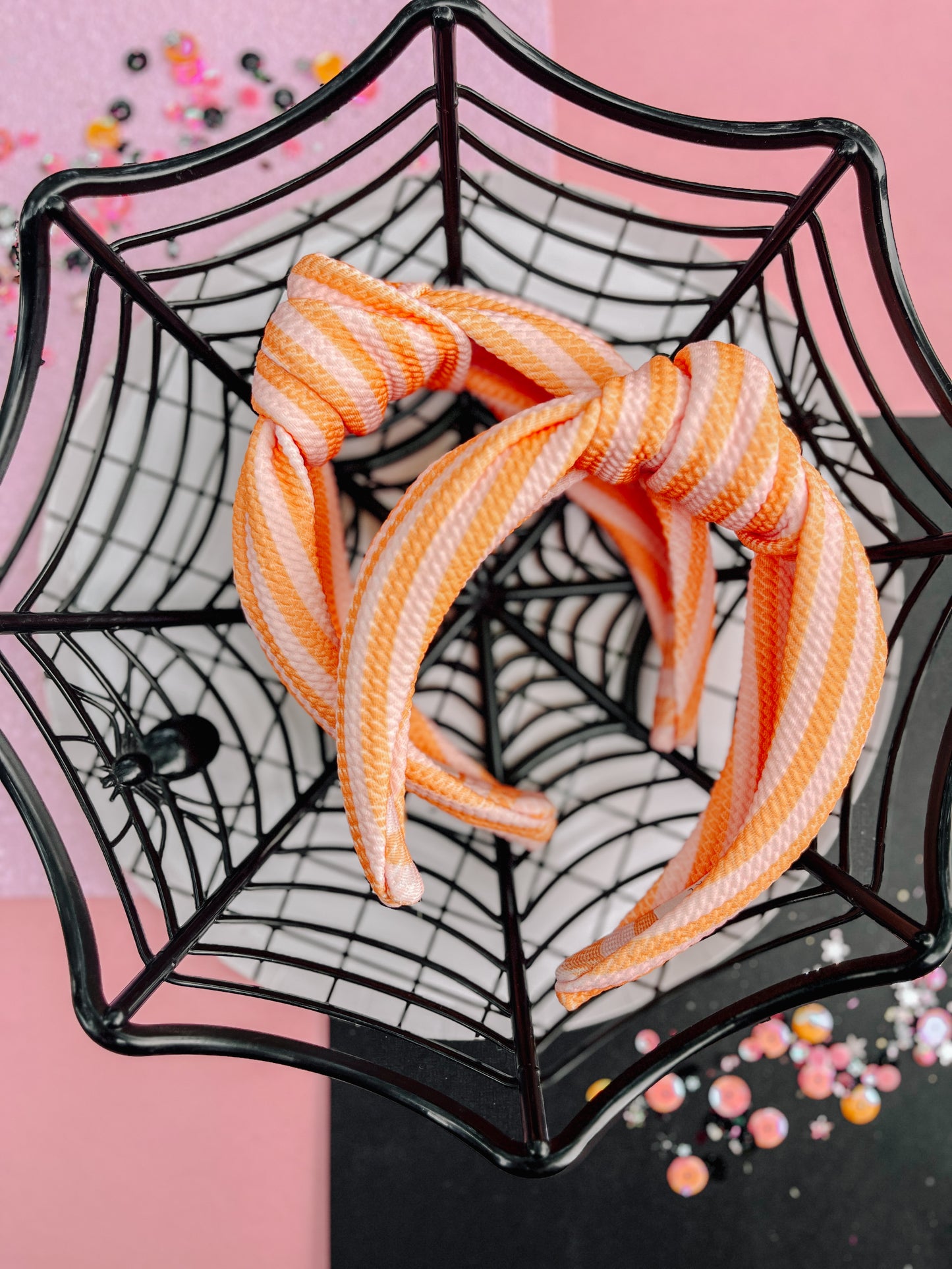 Orange Pink Stripes Knotted Headband for Girls & Women
