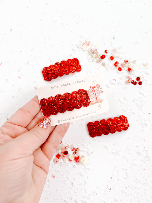 Red Glitter Sparkle Single Snap Clip
