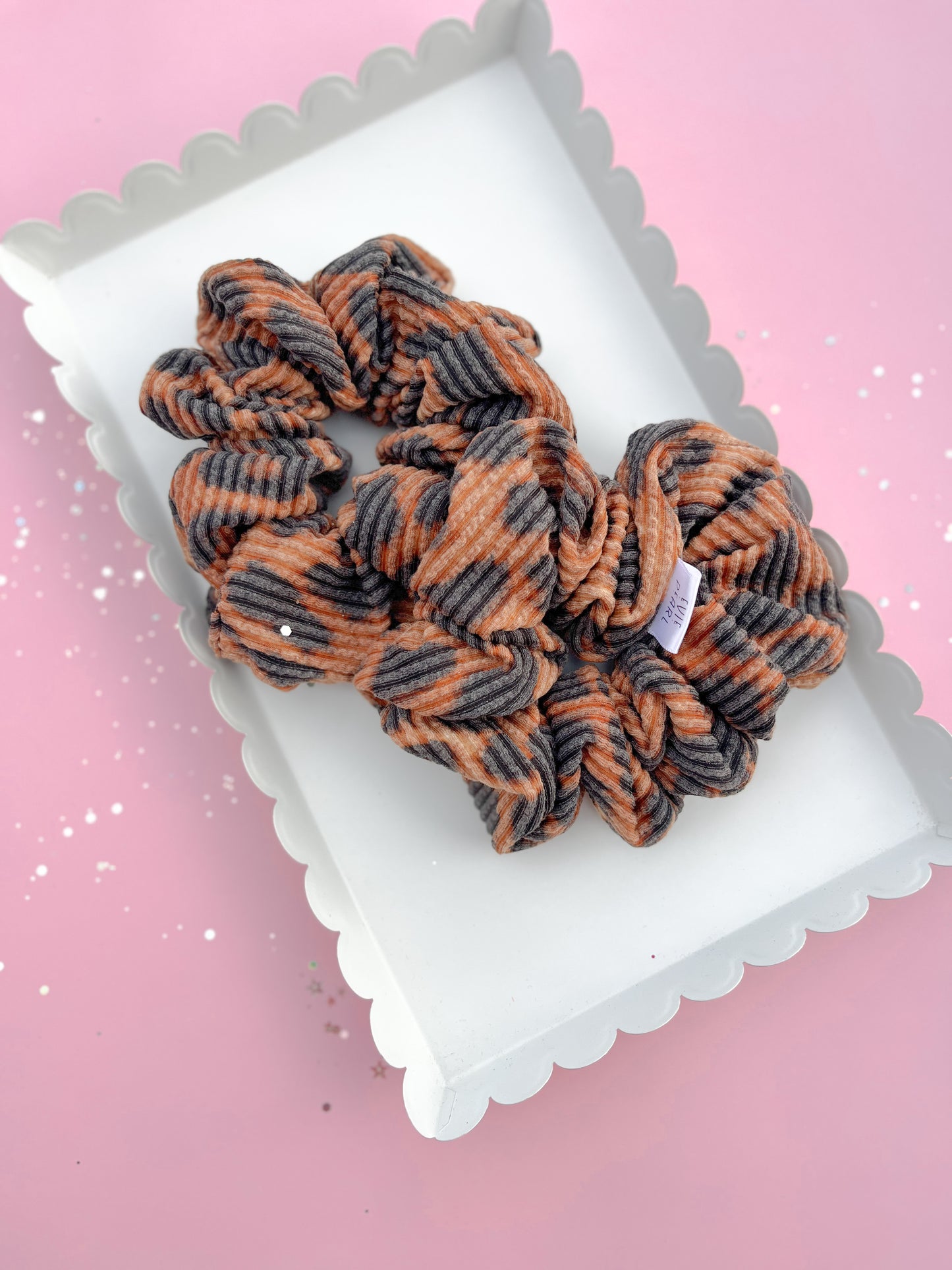 Leopard Ribbed Oversized Scrunchy