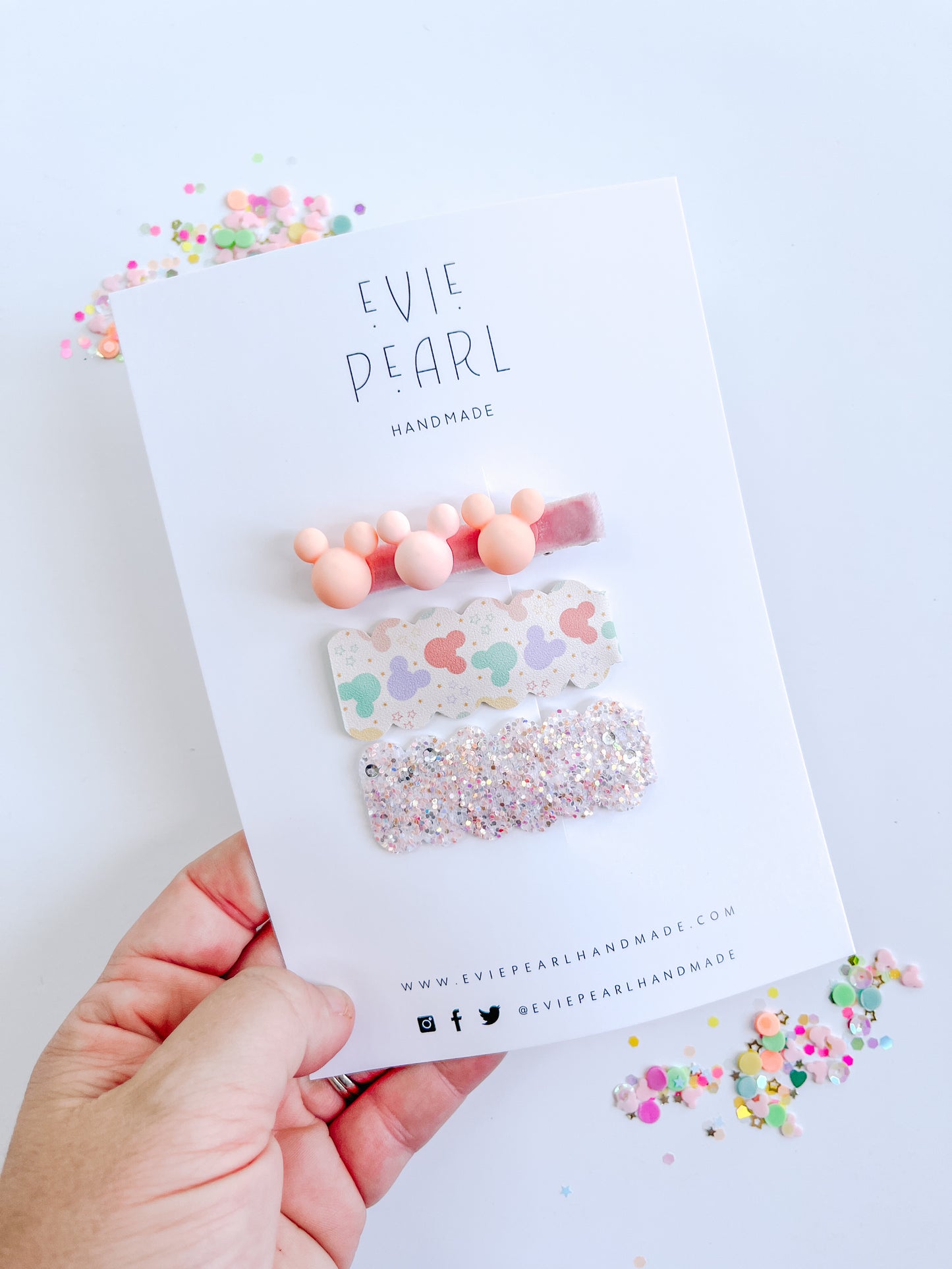 Mouse Bar Clip, Pastel Mouse & Glitter Clip Set