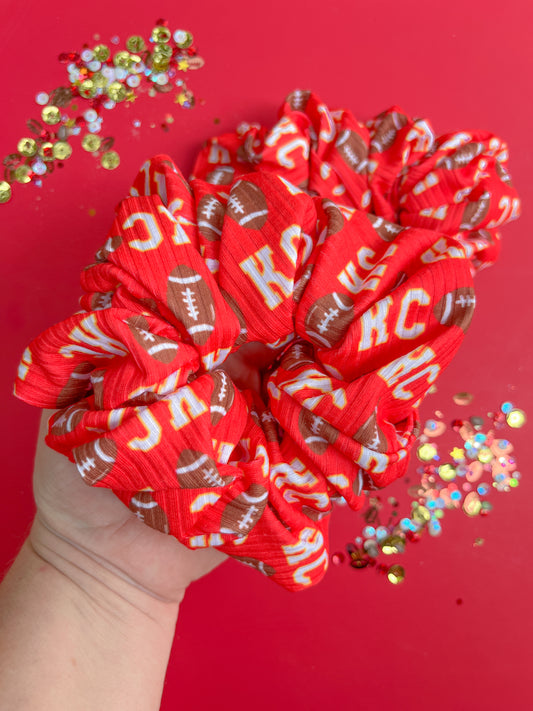 Red KC Football Oversized Scrunchy