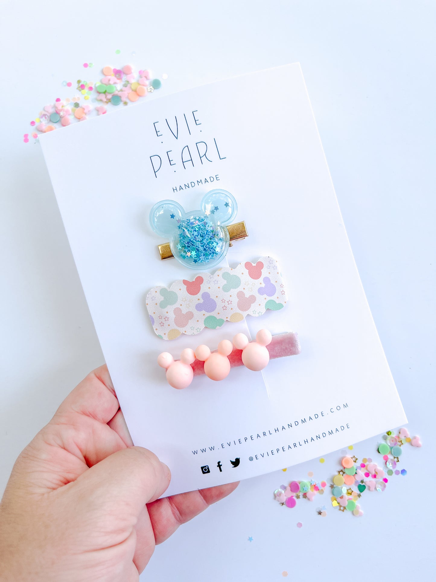 Blue Shaker Mouse, Pastel Snap Clip & Mouse Bar Clip