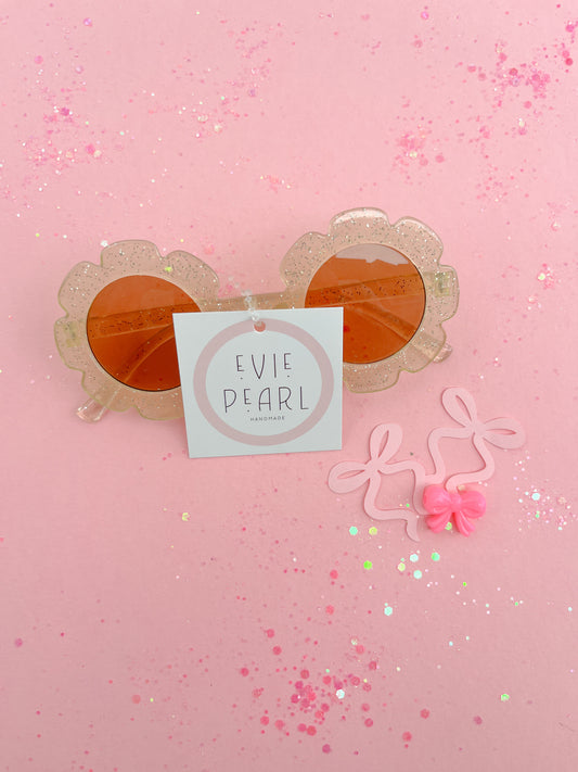 Light Yellow Glitter Flower Sunnies