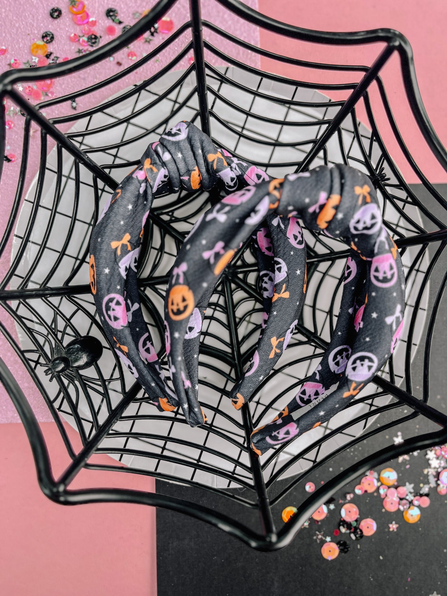 Black|Pumpkin Bow Buckets Knotted Headband for Girls & Women
