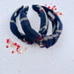 Navy Rust Cream Plaid Knotted Headband for Girls & Women