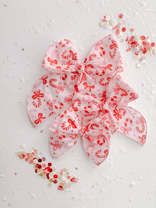 Pink Red Candy Cane Bow