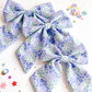 Blue Green Floral Sailor Bow