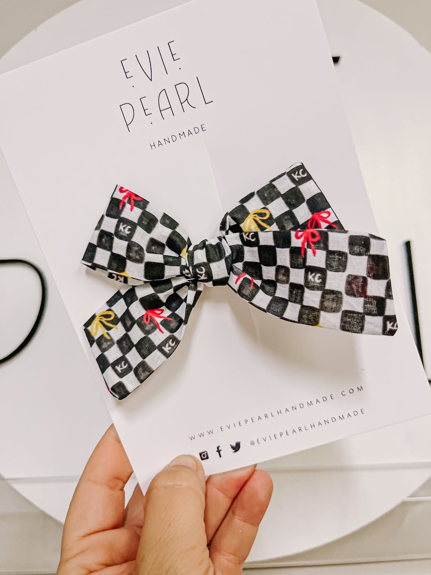 Black| KC Bows Checkered Pinwheel Bow