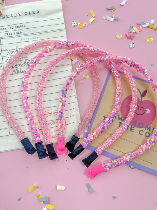1 Pink Surprise Glitter Headband For Girls