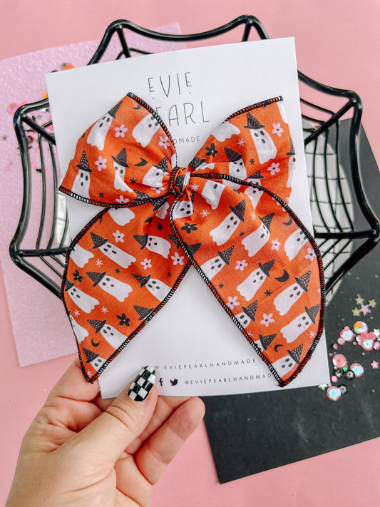 Orange Ghost Oversized Hair Bow For Girls