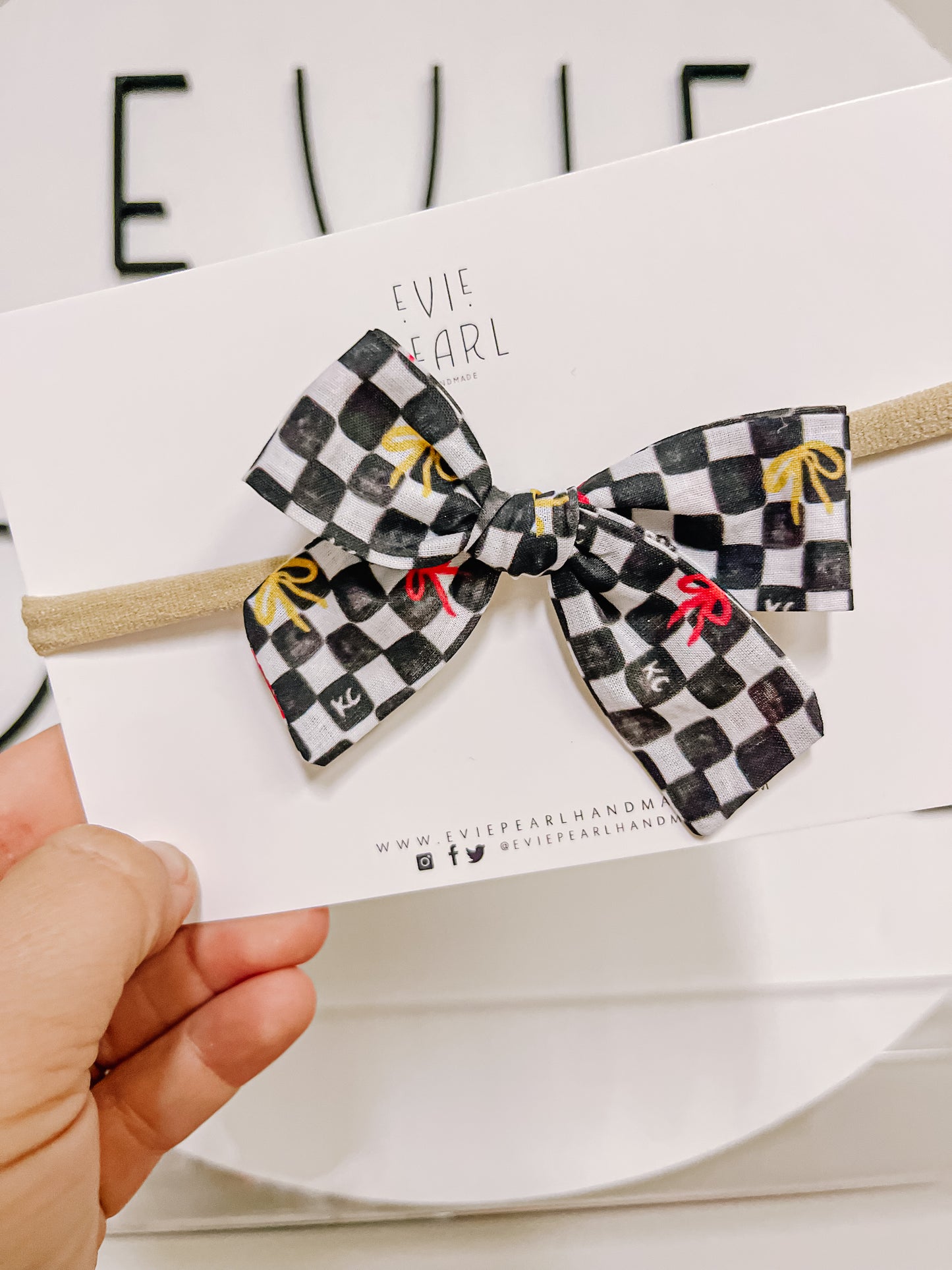 Black| KC Bows Checkered Pinwheel Bow