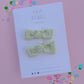Mini Sage Green Knot Bow Pigtail Set