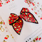 Red Leopard Black Stitching Bow