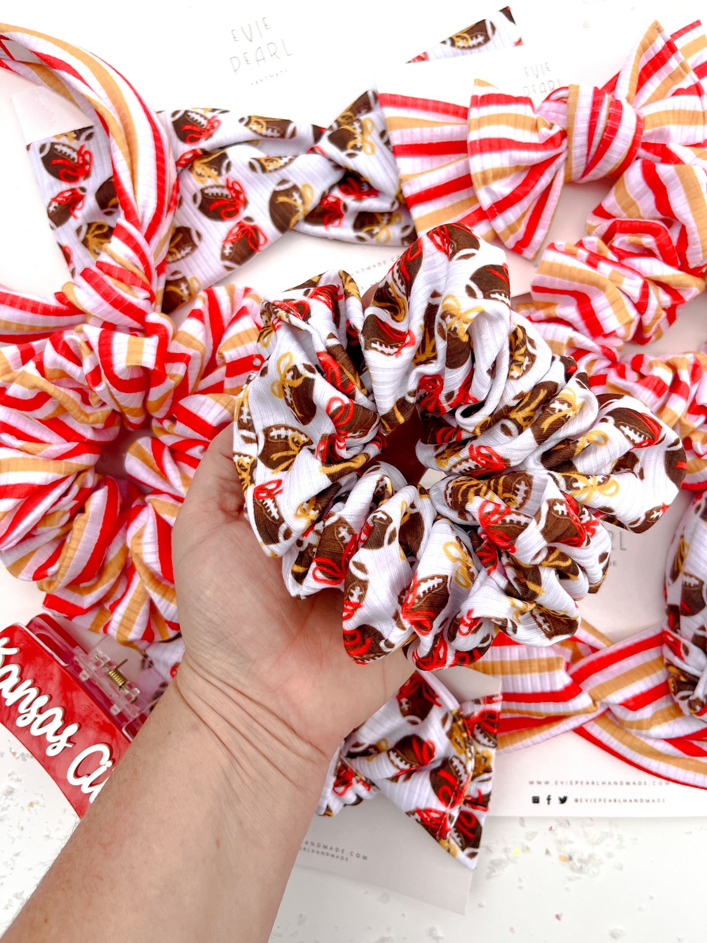 Football Bows Oversized Scrunchy