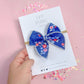 Small Blue Floral Bow On Nylon Headband