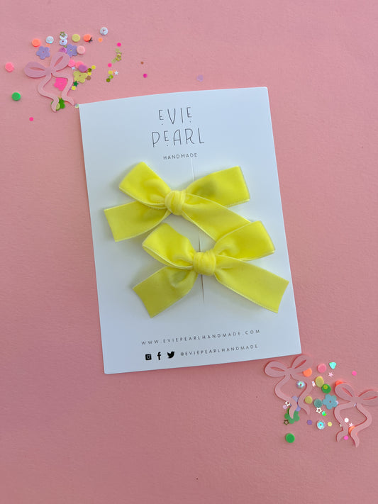 Lemon Drop Yellow Velvet Classic Pigtails