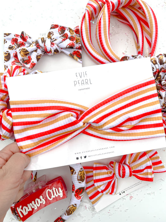 Red & Gold Stripes Twisted Turban