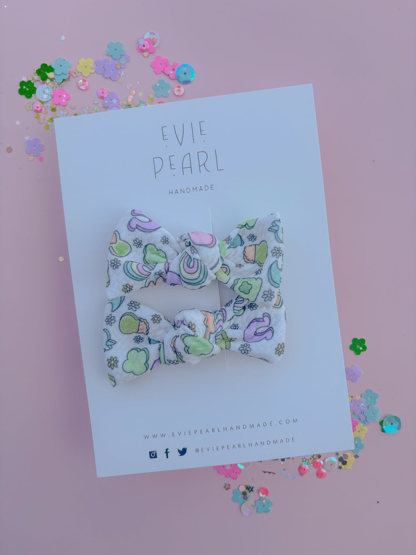 Lucky Charms Knot Bow Pigtail Set