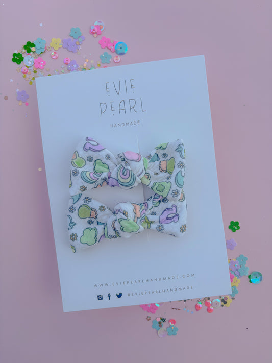 Lucky Charms Knot Bow Pigtail Set