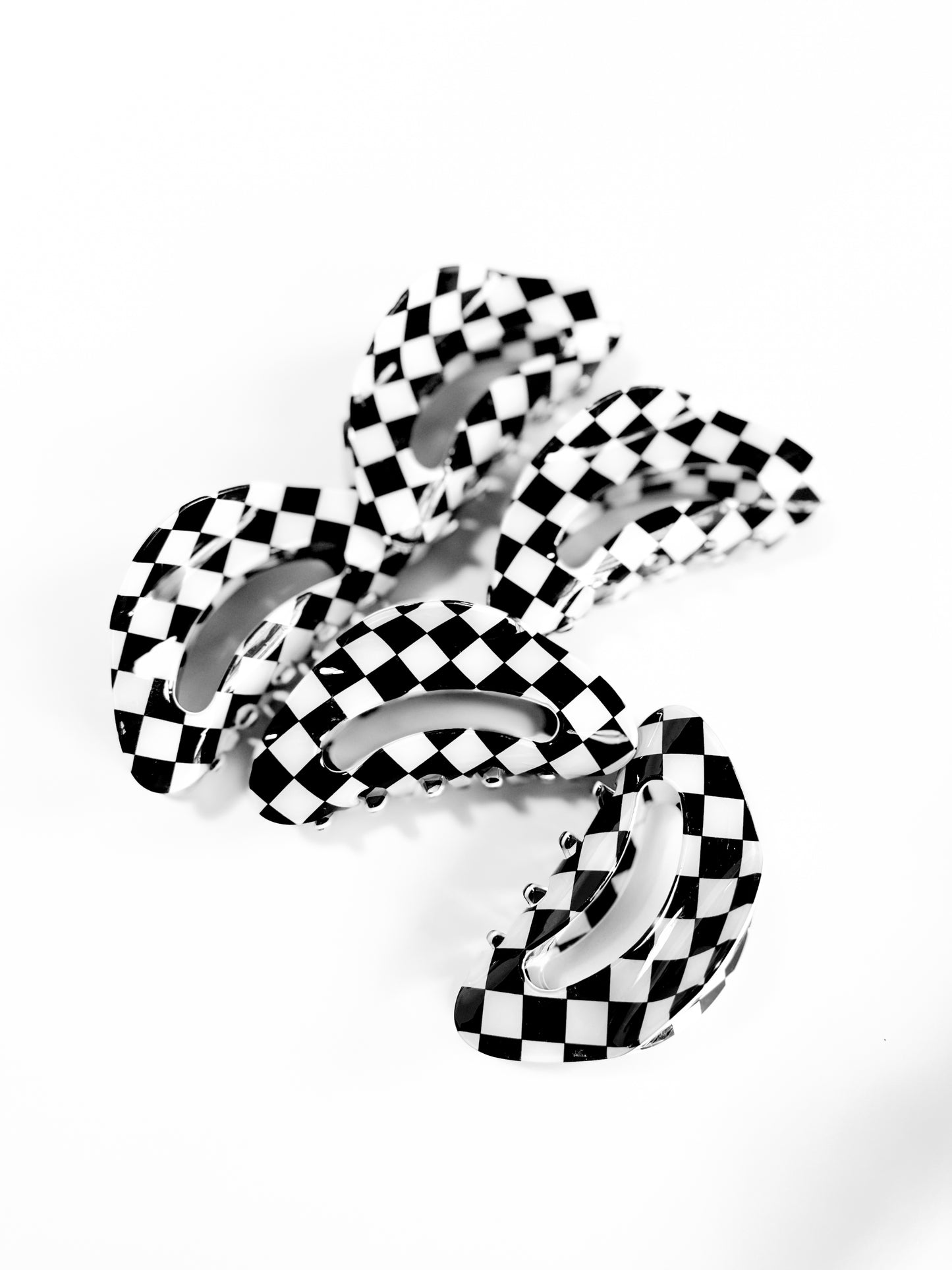 Black White Checkered Claw Clips