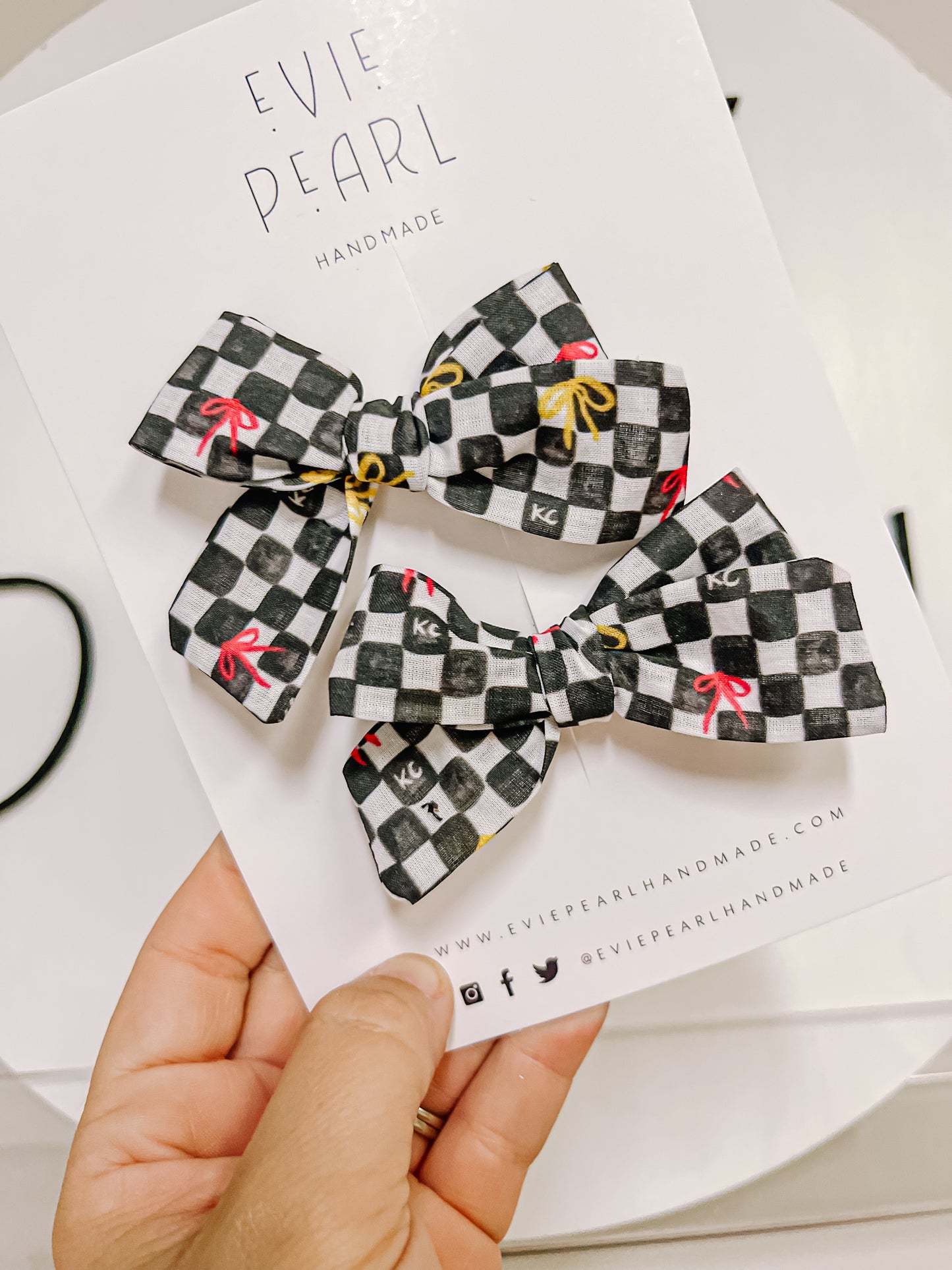 Black| KC Bows Checkered Pinwheel Bow