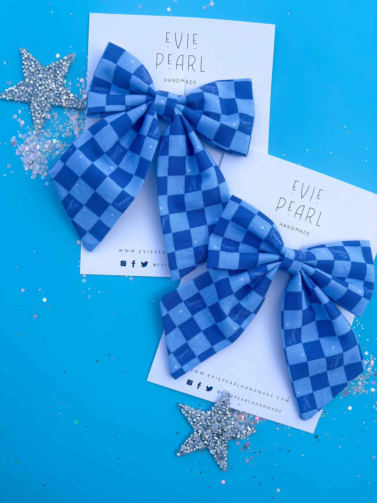 Blue Checkered Kansas City Medium Sailor Bow