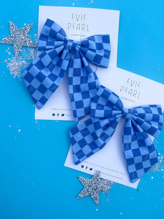 Blue Checkered Kansas City Medium Sailor Bow