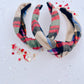Tan Red Plaid Knotted Headband for Girls & Women