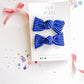 Blue Ribbed Knot Bow Pigtail Set