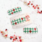Green Plaid Red Bows Single Snap Clip