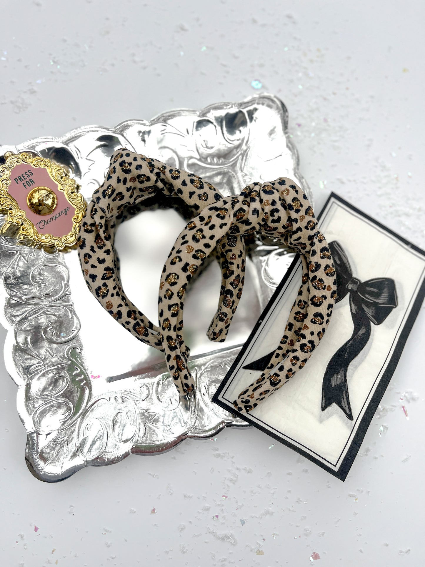 Leopard Glitter Knotted Headband for Girls & Women